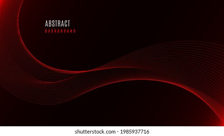 Elegant Glowing Red Wave Background. Good For Banner, Wallpaper, Motion Or Presentation Template.
