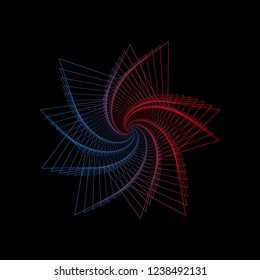 Elegant glowing star. Tunnel annotation. Twisted lines. Space tunnel. Vector illustration.