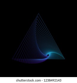 Elegant glowing triangle. Tunnel abstract. Twisted lines. Space tunnel.Vector illustration.