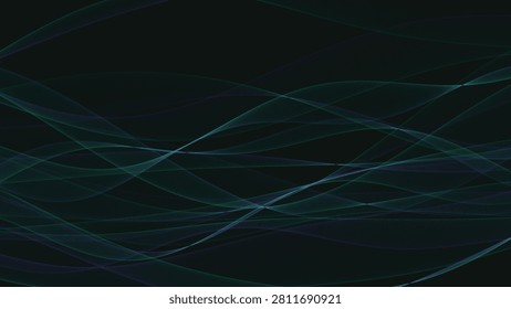     Elegant glowing wave pattern with transparent flowing curves on a dark abstract digital background