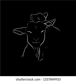 elegant goats one line draw vector illustration