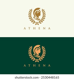 Elegant Goddess Athena Logo Design with Laurel Wreath vector logo illustration design