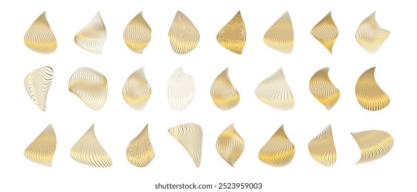 Elegant Gold Abstract Drop Shape Collection With Natural Flowing Texture