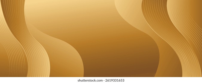 Elegant gold abstract luxury banner background. Modern wave design. Suitable for web banners, invitations, awards, events, sales, templates, covers, pages, and headers