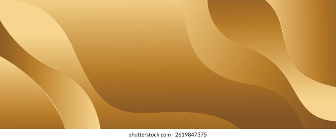 Elegant gold abstract luxury banner background. Modern wave design. Suitable for web banners, invitations, awards, events, sales, templates, covers, pages, and headers