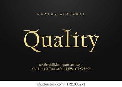 Elegant gold alphabet font with abstract style