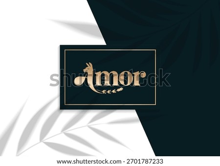 Elegant gold "Amor" text with a subtle leaf shadow overlay on a contrasting black and white background.