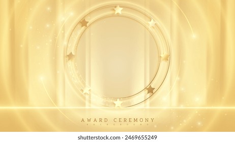 Elegant Gold Award Ceremony Background with Luxury Star Frame. Vector Illustration.