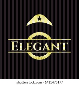 Elegant gold badge. Vector Illustration. Detailed.