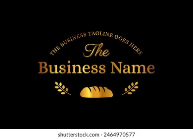 Elegant Gold Bakery Badge Logo with Bread Loaf