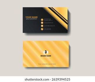 Elegant Gold and Black Business Card Template, Modern Business Card Design with Gradient and Gold Accents