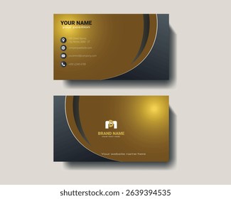Elegant Gold and Black Business Card Template, Modern Business Card Design with Gradient and Gold Accents