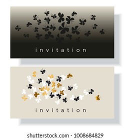Elegant gold and black butterfly composition for card, invitation. Simple luxury floral vector illustration for surface design. 
