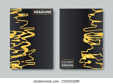 Elegant gold and black covers design.Modern background for banner, card, poster, flyer, brochure design.Layout in A4 size.