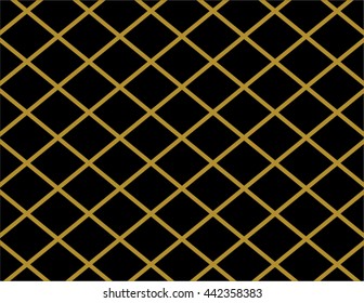 Elegant gold and black diamond background paper shape. Vector crisscross lines pattern backdrop.