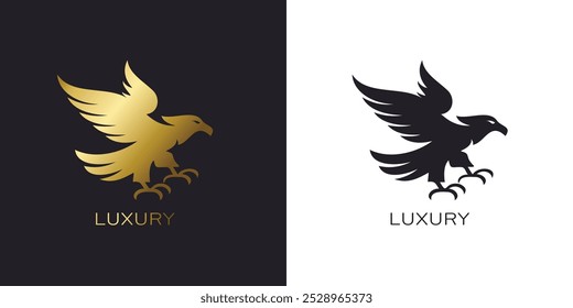 Elegant gold and black eagle logo for luxury brand identity.