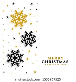 elegant gold and black snowflakes white background