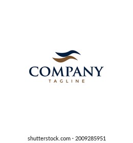 Elegant Gold and Blue Wave Logo