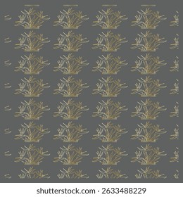 Elegant gold botanical pattern featuring bird of paradise flowers on dark gray background