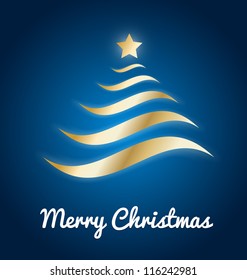 Elegant gold Christmas tree from wavelets