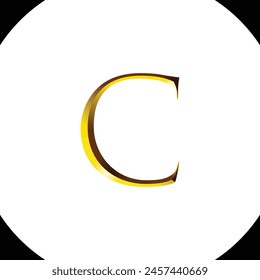 Elegant Gold Colored Metal Chrome Uppercase Alphabet Font C . Typography classic style golden font set for logo, Poster, Invitation. vector illustration
