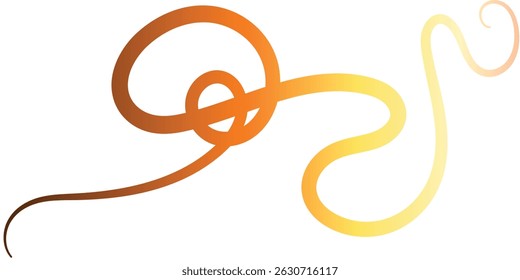 Elegant Gold Copper Gradient Ribbon Design. A dynamic abstract design featuring intertwined, gradient lines in shades of orange and yellow on a white background.