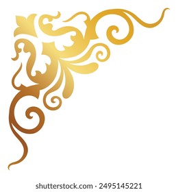 Elegant gold corners, vintage style, beautiful, intricate scrolling wood.