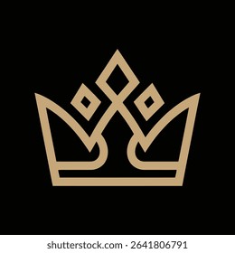 Elegant gold crown icon design on black background perfect for luxury branding