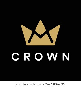Elegant gold crown logo design on black background represents royalty and prestige
