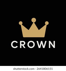 Elegant gold crown logo with modern typography on black background design concept