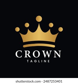 Elegant Gold Crown Logo Royal and Majestic Design for Luxury Branding on Black background