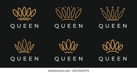 Elegant gold crown logo set