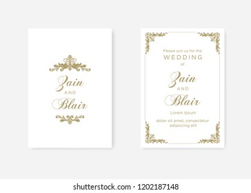 elegant gold damask frame,  wedding invitation template