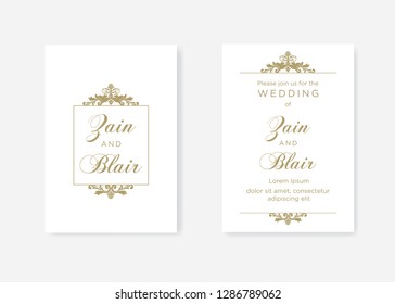 elegant gold damask frame,  wedding invitation template