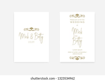 elegant gold damask frame,  wedding invitation template