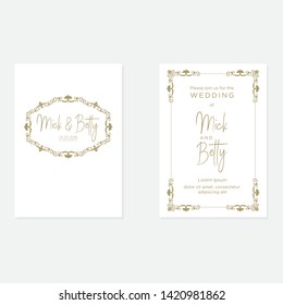 elegant gold damask frame,  wedding invitation template