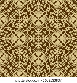 Elegant Gold Damask Seamless Pattern for Sophisticated Decorative Design . Vector illustration