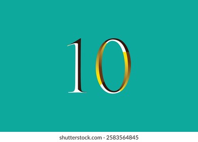 Elegant Gold and Dark Number Ten Design on Teal Background.