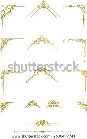 Elegant Gold Decorative Corner and Border Ornaments. collection of exquisite gold decorative corner and border ornaments, perfect for adding a touch of luxury and elegance to any design project.