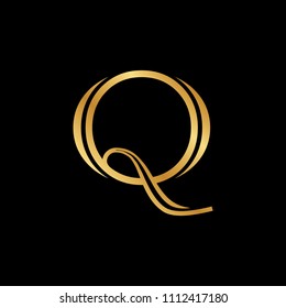 elegant gold decorative letter q