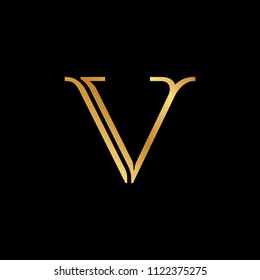 elegant gold decorative letter V