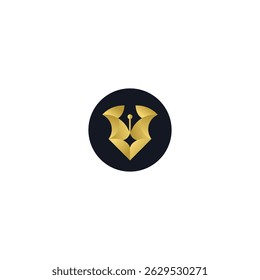 Elegant gold design on a dark circle