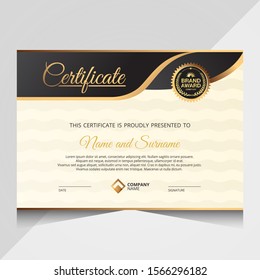 Elegant gold diploma certificate template. Use for print, certificate, diploma, graduation
