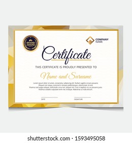 Elegant gold diploma certificate template. Use for print, certificate, diploma, graduation