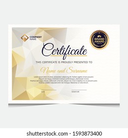 Elegant gold diploma certificate template. Use for print, certificate, diploma, graduation	
