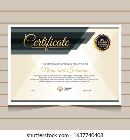 Elegant gold diploma certificate template. Can be used for print, certificate, diploma, graduation, etc.