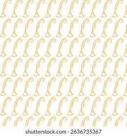 Elegant gold feather and inkwell pattern creates a seamless background. This ornate, vintage design is perfect for adding a classic touch to invitations, stationery, and creative projects.