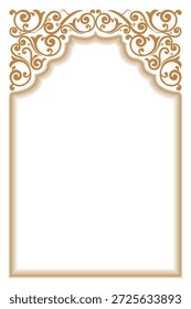 Elegant gold filigree border frame vertical with swirls corner ornaments. 37