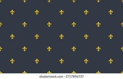 Elegante patrón de fleurdelis dorado sobre un fondo oscuro.  Perfecto para lujosas marcas, diseños reales o fondos de Sitio web sofisticados.