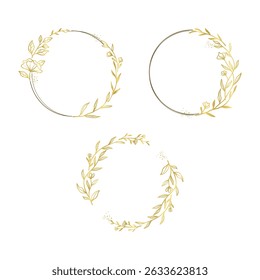 Elegant Gold Floral Circle Frames